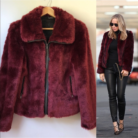 Express Burgundy Fur Jacket 